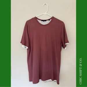 Vince Double-Layer Pima Cotton Crew Tee, size S